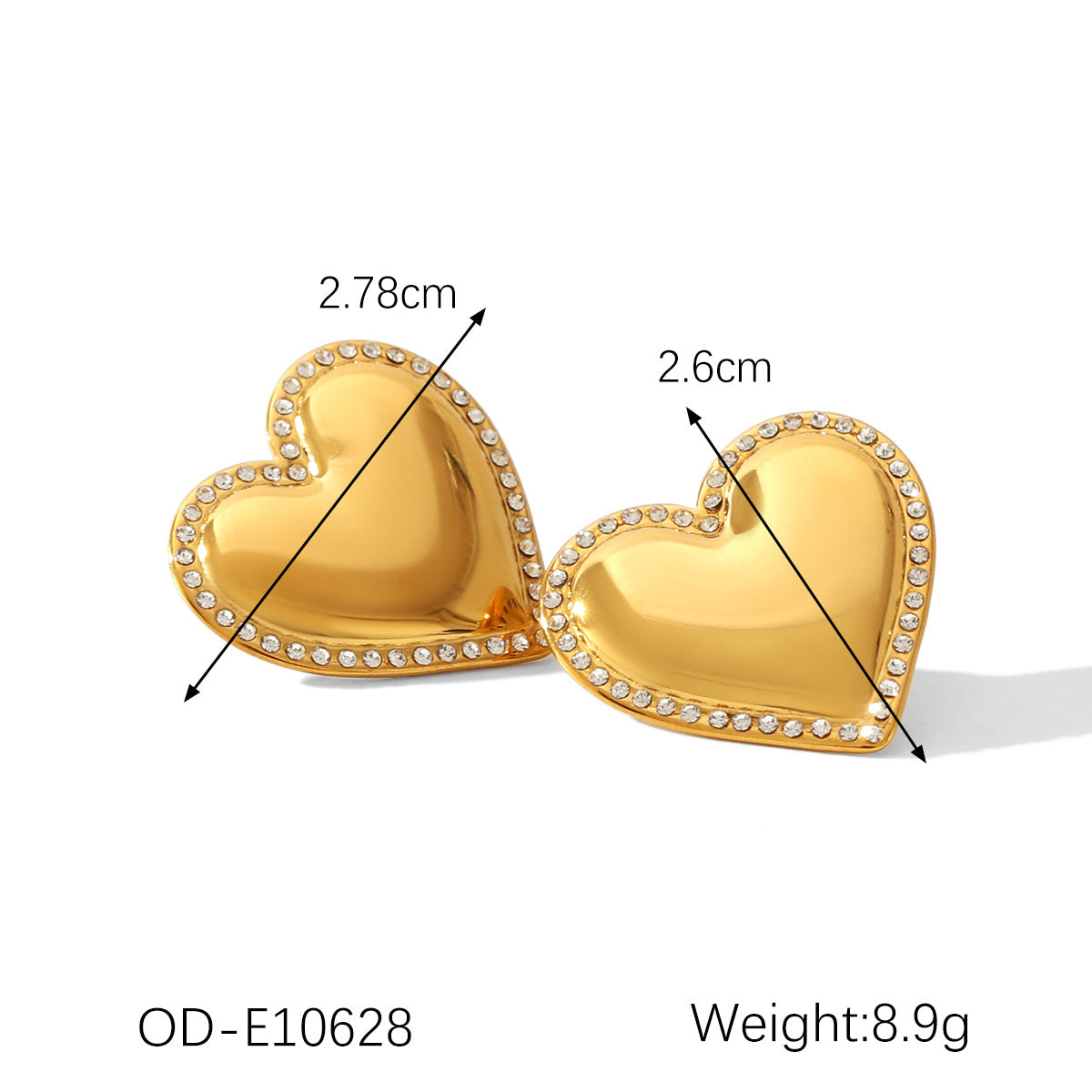 Wholesale  Stainless Steel Diamond Earrings  All-match Love Earrings