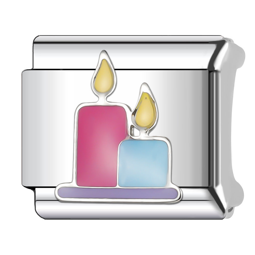 Wholesale Italian Charm Bracelet 9mm DIY Splicing Stainless Steel Wedding Couple Anniversary Cartoon Composable Bracelet