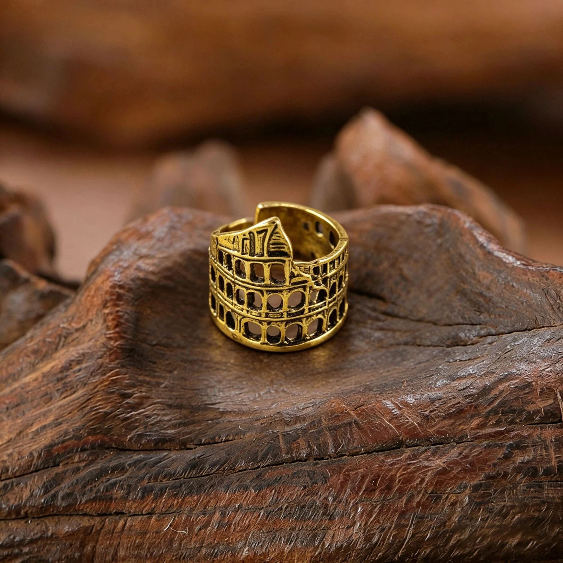 Wholesale Trendy Roman Colosseum Open Ring Zinc Alloy Vintage Souvenir Jewelry Accessory For Everyday Wear