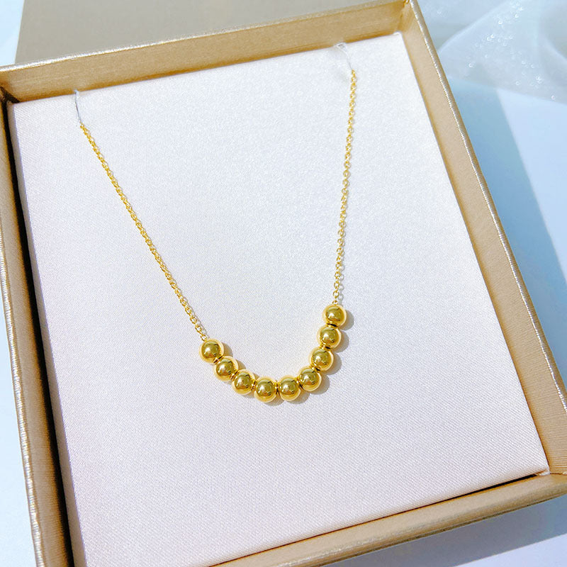 Wholesale Titanium Steel Gold bean round bead necklace