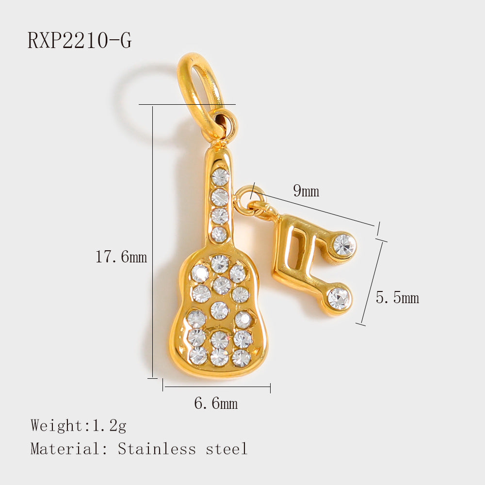 Wholesale Stainless Steel Lucky Dice Four-Leaf Clover Pendant - Gold Electroplated DIY Fashion Accessory