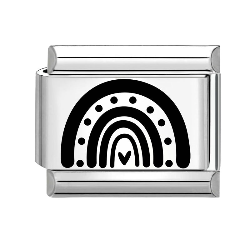 Wholesale 9mm Italian Charm Starter Bracelets DIY Black and white  Creative Stainless Steel Composable Bracelet