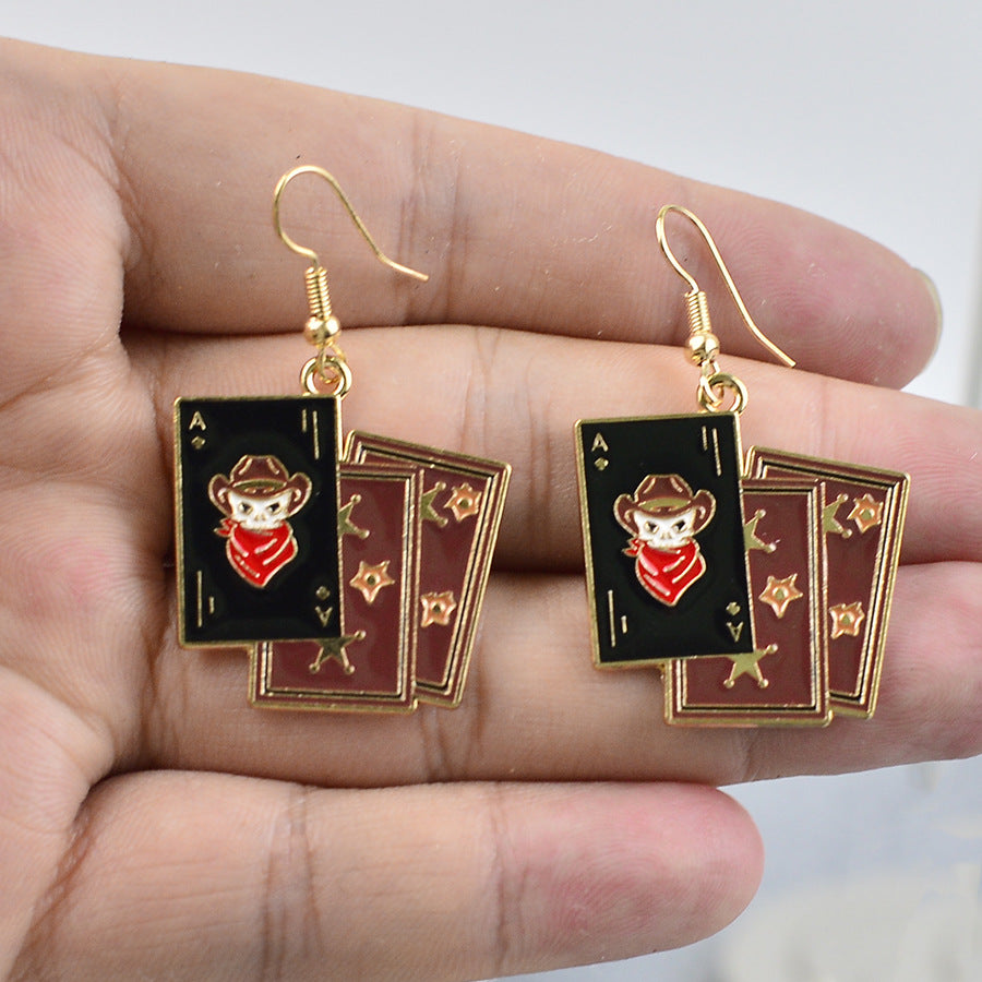 Wholesale Halloween Western Skull Cowboy Rose Skull Earrings Set