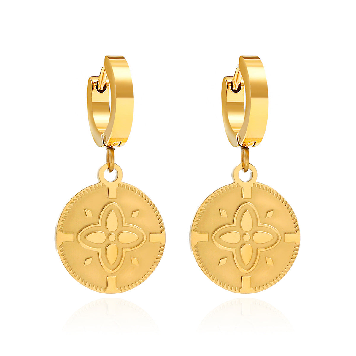 Wholesale 18K Stainless Steel Earrings Electroplated Round Earrings ACC-ES-Hongx002