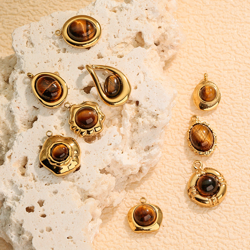 Wholesale Irregular 3D tiger' s eye pendant