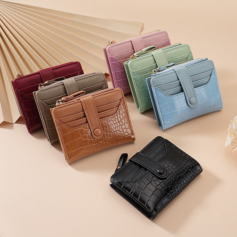 Wholesale Trendy Women' s PU Leather Crocodile Pattern Short Wallet Multi-Card Slot Everyday Fashion Accessory Gift