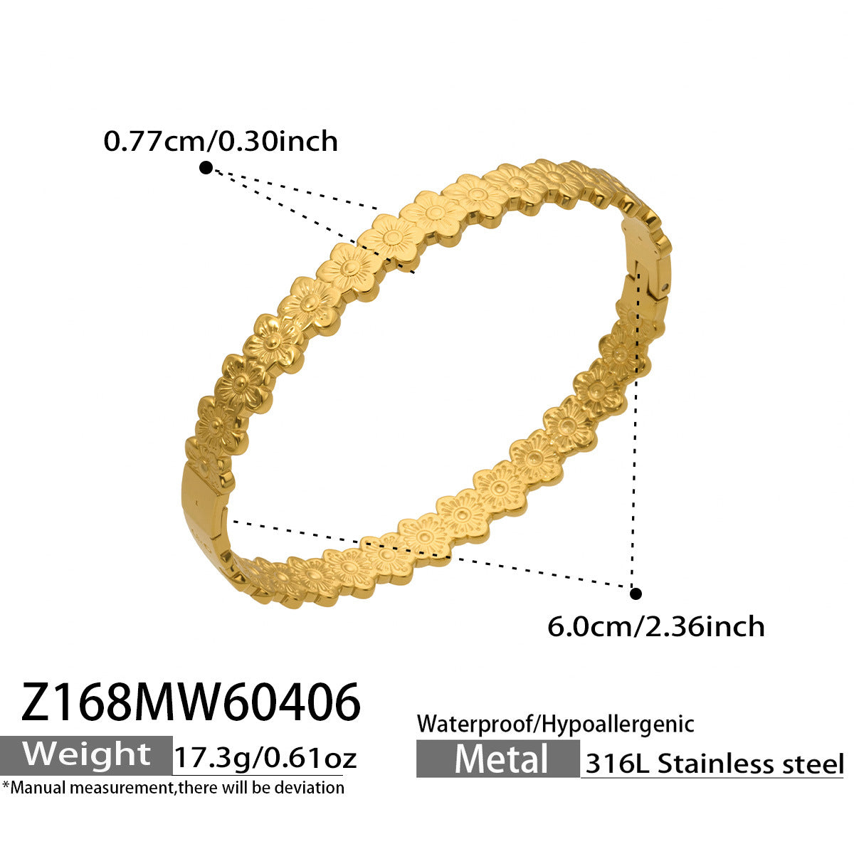 Wholesale Geometric Flower Buckle Bracelet Combination Stainless Steel Plated