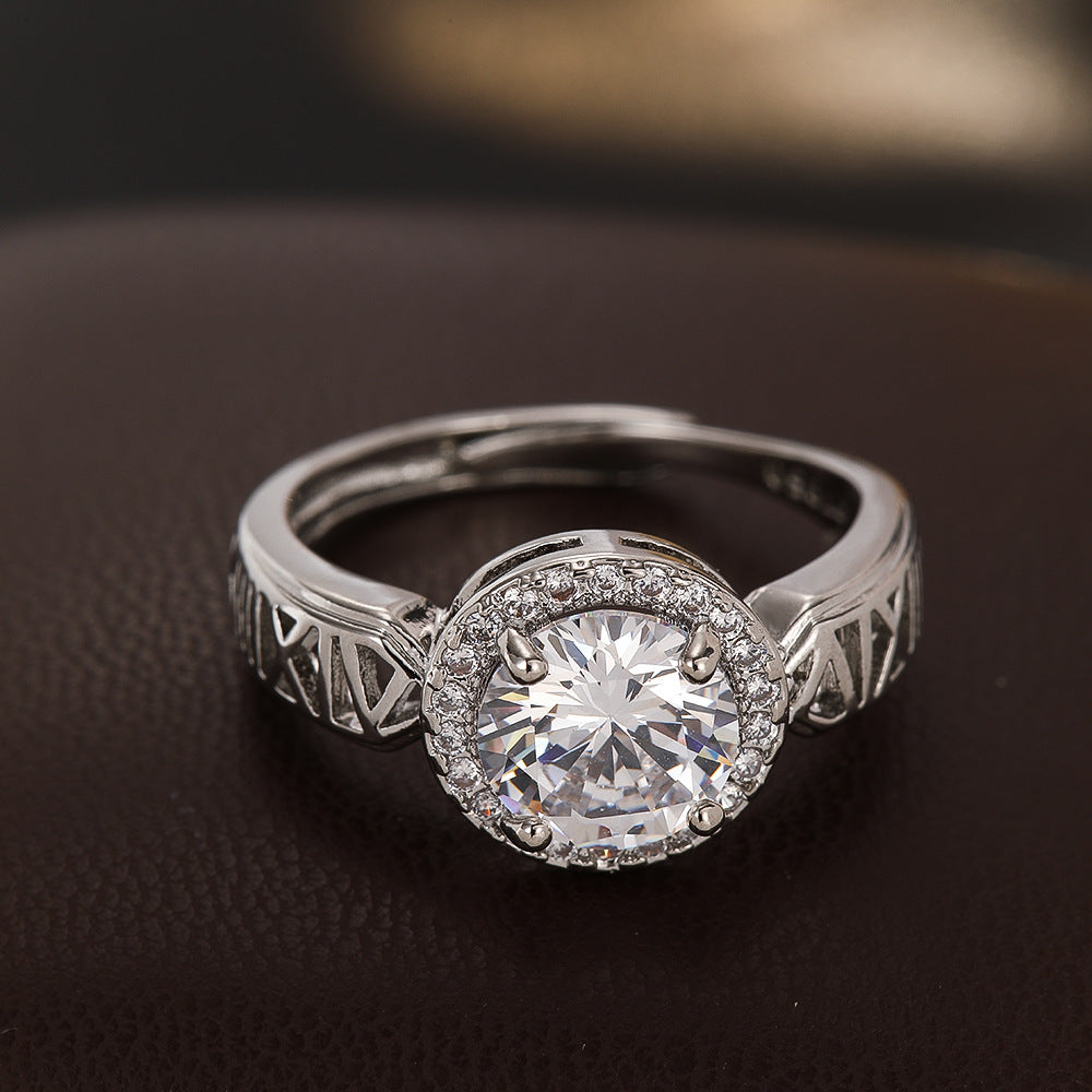 Wholesale Copper Zircon Roman Numeral Ring Stylish Silver Tone Women S Fashion Accessory For Everyday Wear Gift