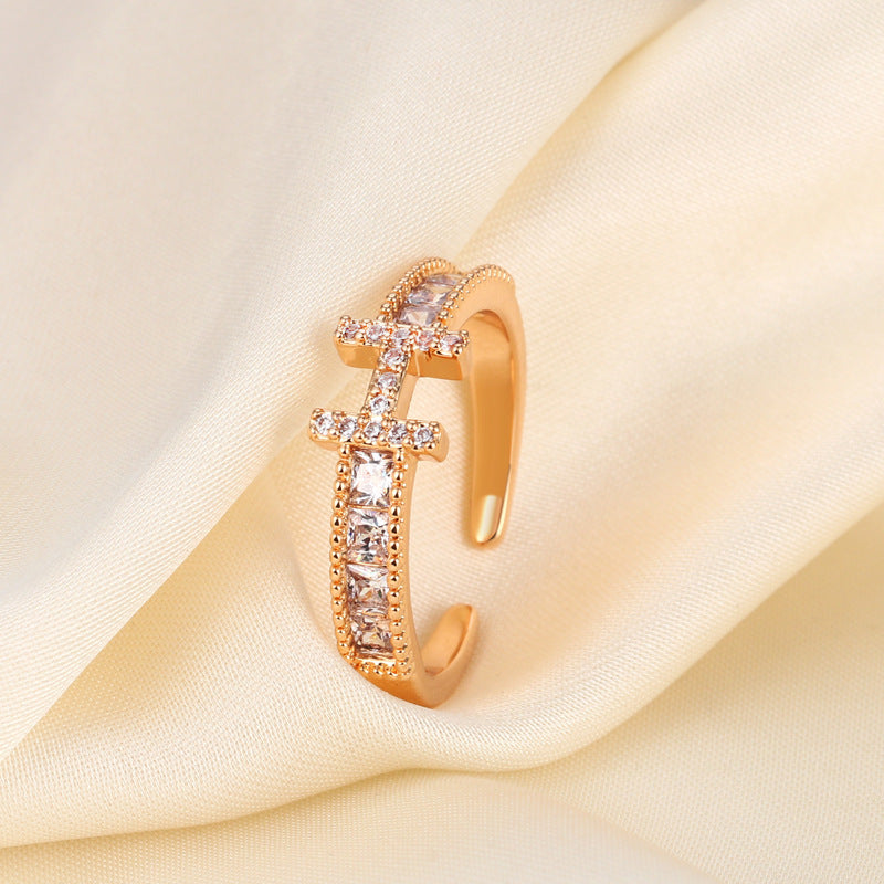 Wholesale Gold-Plated Copper H Letter Open Ring for Women,  Fashion Accessory