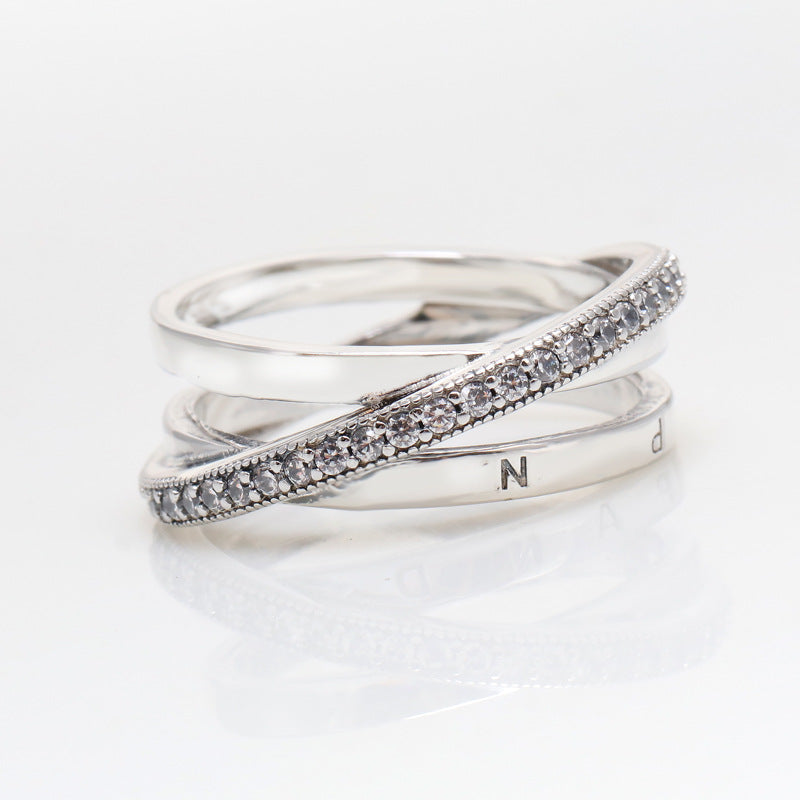Wholesale Pave Interwoven Triple Band Ring