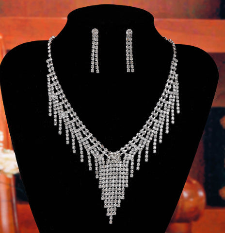 Wholesale Man-made Pearl and Rhinestone Earring Necklace and Bracelet Set