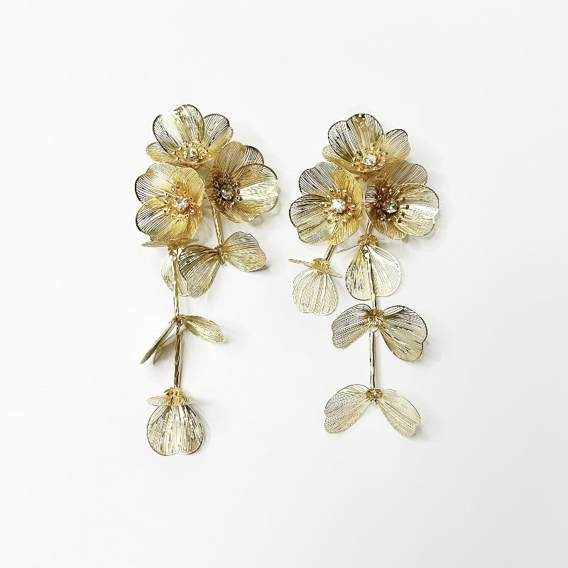 Wholesale Golden Tassel Flower Earrings
