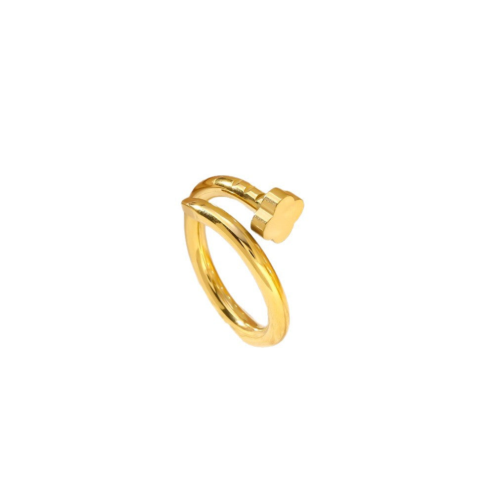 Wholesale  Fashion Popular Titanium Steel Lucky Four-Leaf Clover Bracelet Ring Set Women' s 18K Gold-Plated Nail Bracelet
