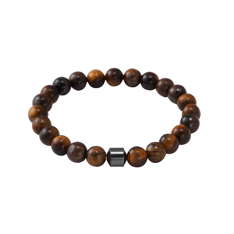 Wholesale  beaded bracelet  white pine stone black stone tiger eye stone volcanic stone  bracelet