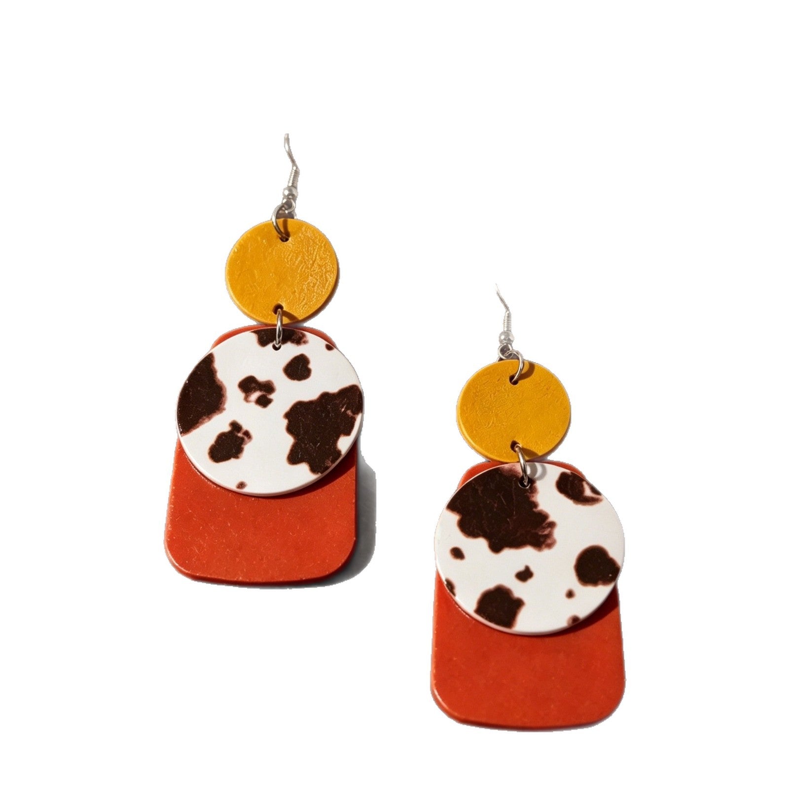 Wholesale Cow Print Leather Earrings Bohemian Retro Fashion Accessory Gift