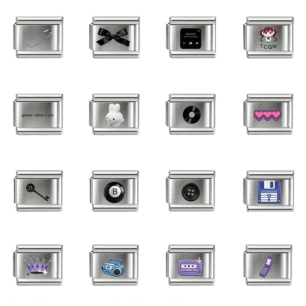 Wholesale Stainless Steel Polished Modular Bracelet with UV Print,  Unisex Everyday Jewelry Accessory