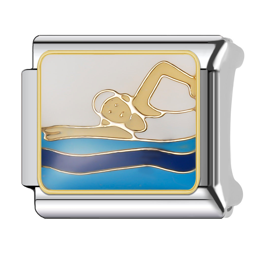 Wholesale Italian Charm Bracelet 9mm DIY Splicing Leisure Sports Stainless Steel Composable Bracelet