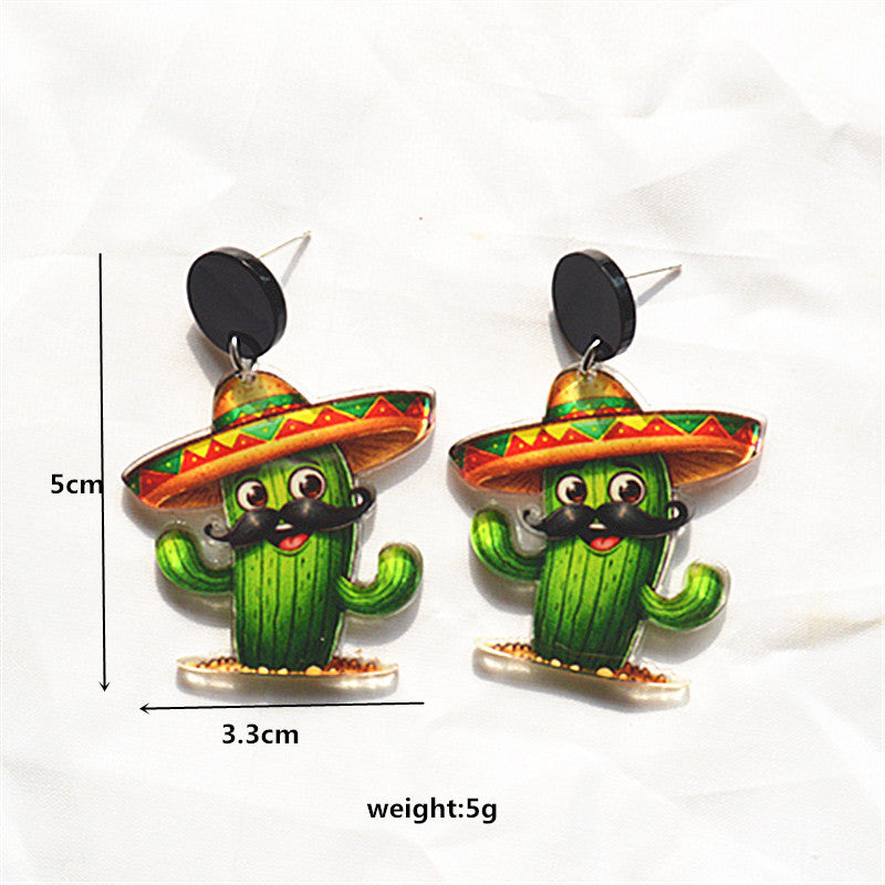 Wholesale Mexican Carnival Earrings  Acrylic Personalized Sweet Earrings for Women
