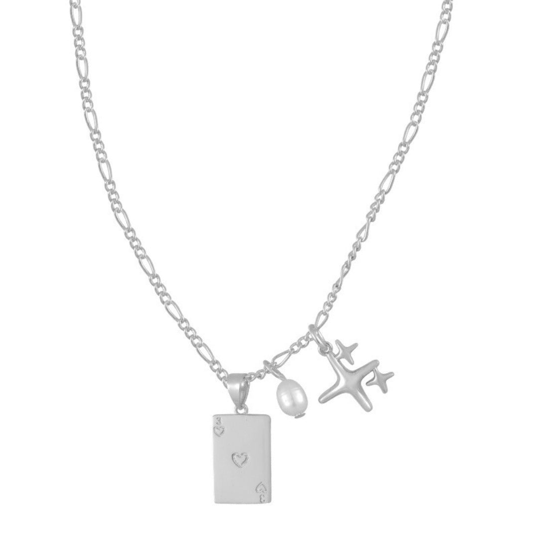 Wholesale Freshwater Pearl Playing Card Guardian Tarot Stainless steel Pendant Necklace