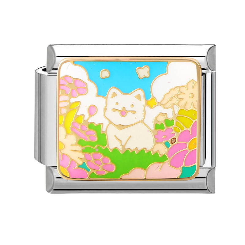 Wholesale 9mm Italian Charm Starter Bracelets DIY square Single Section Creative Stainless Steel Composable Bracelet