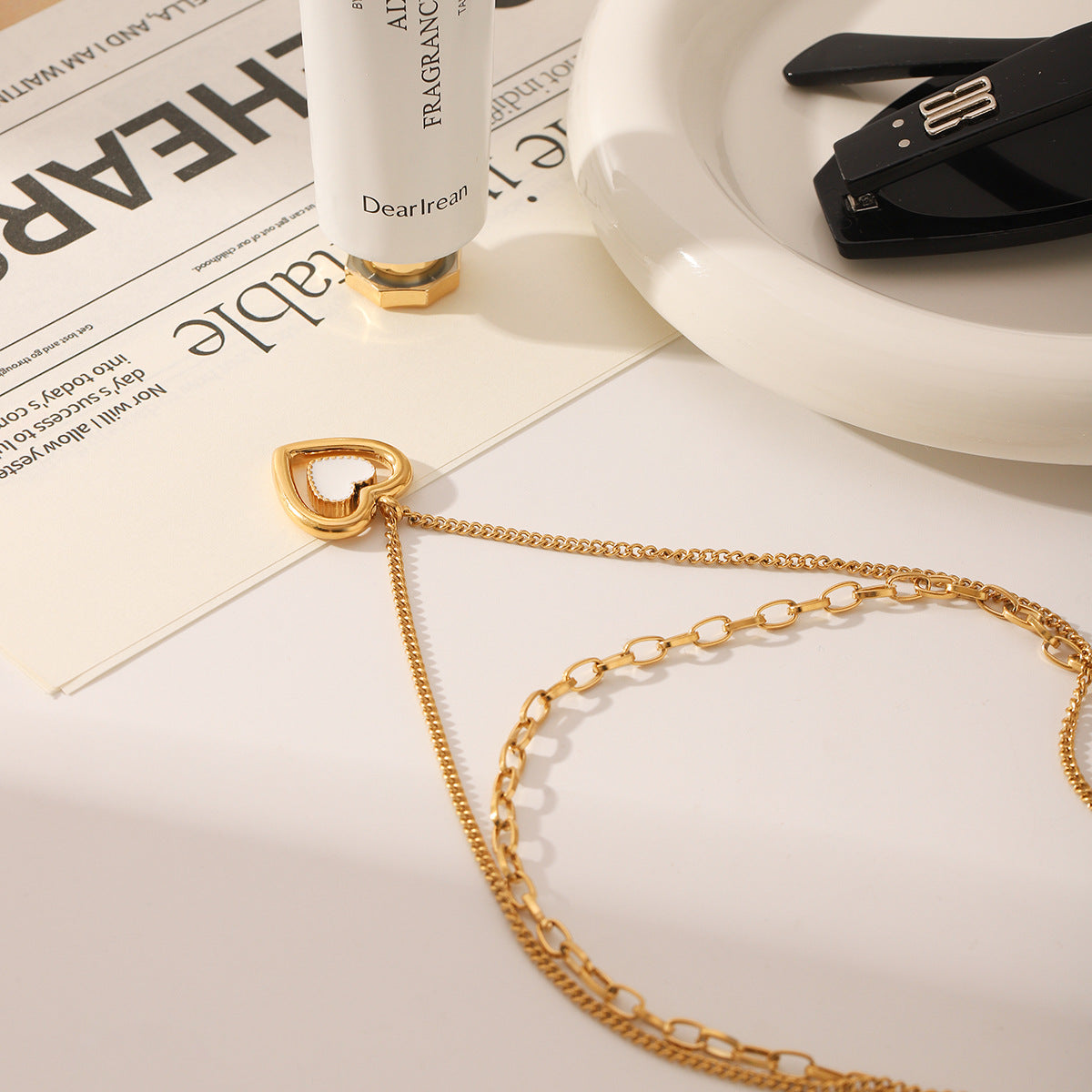 Wholesale  Stainless Steel Gold-plated Heart-shaped Pendant Necklace