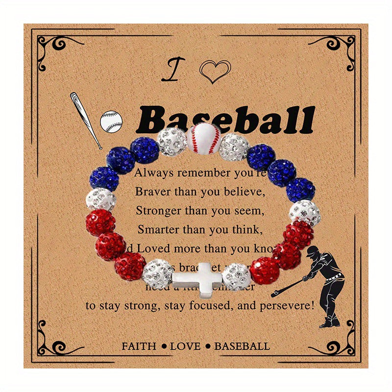 Wholesale sports style baseball full diamond cross bracelet