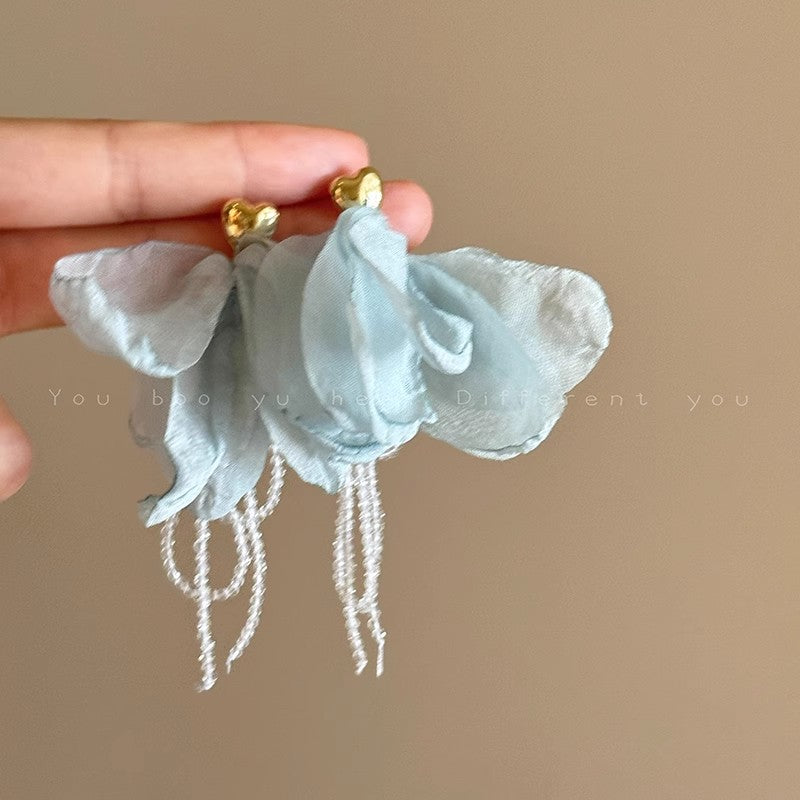 Wholesale Blue Petal Flower Earrings
