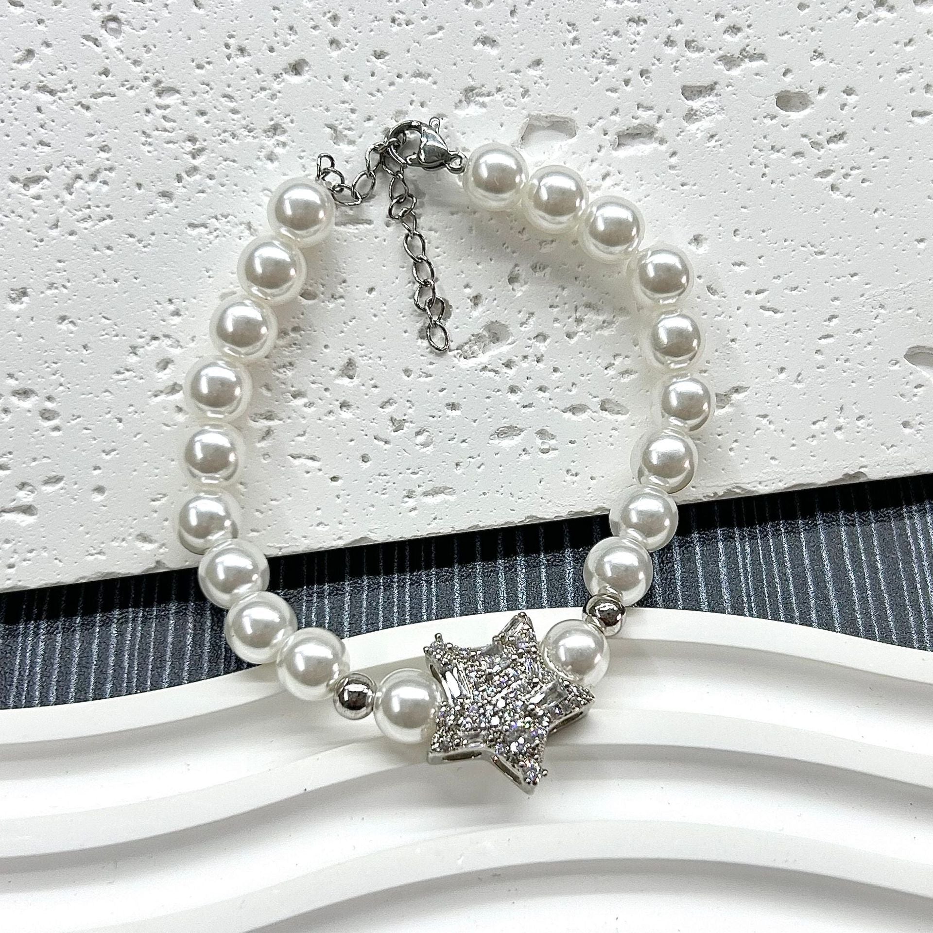 Wholesale  plated 18K star zircon  pearl bracelet