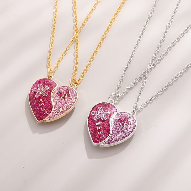 Wholesale Kids Magnetic Butterfly Heart Pendant Necklace Alloy Best Jewelry Gift