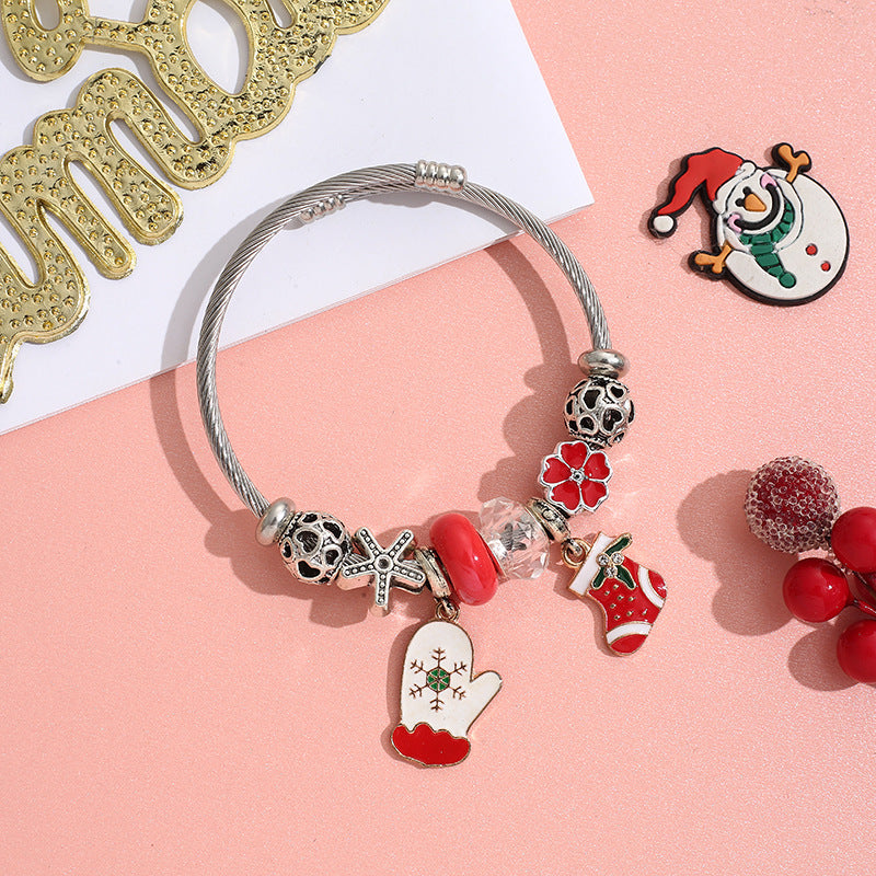 Wholesale Stainless Steel Christmas DIY Beaded Crystal Bracelet  ACC-BT-QingLian006
