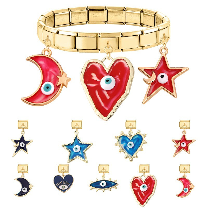 Wholesale 9mm Italian Charm Starter Bracelets DIY Devil Eyes Stainless Steel Composable Bracelet