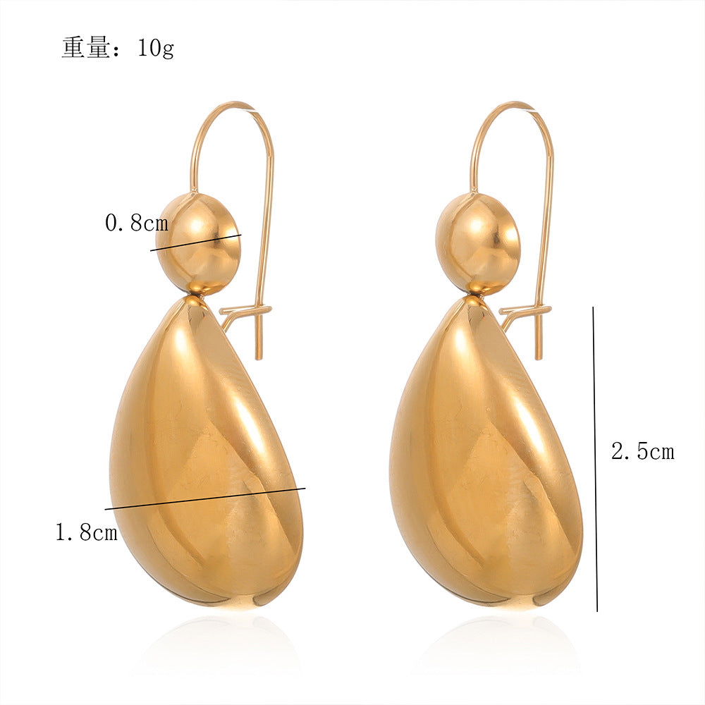 Wholesale Retro Light Luxury Water Drop Stainless Steel Earrings