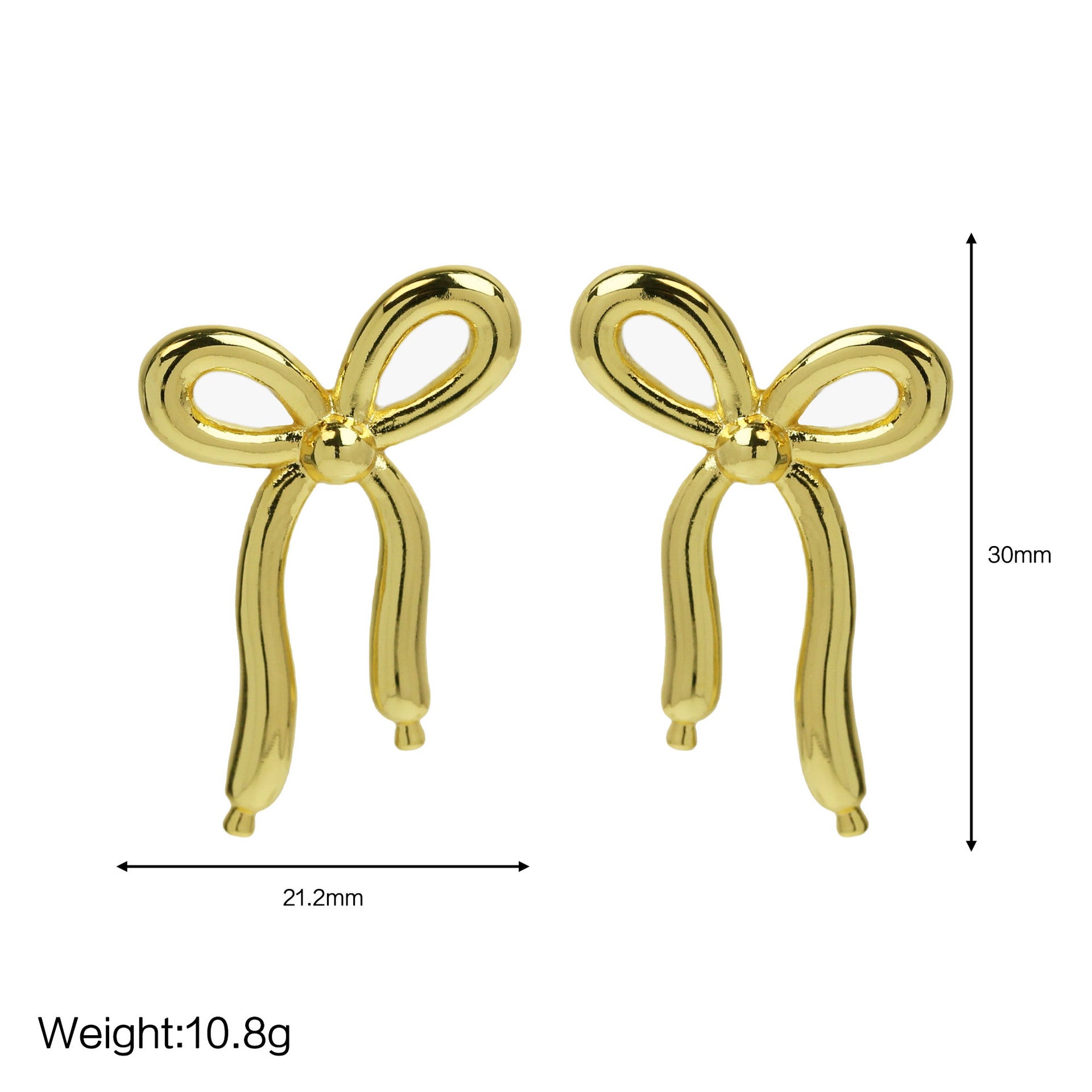 Wholesale  18K gold bow bubble brass earrings
