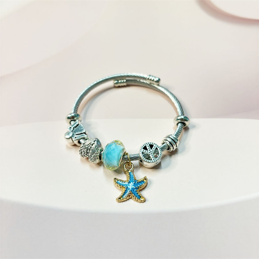 Wholesale  cartoon pendant charm bracelet stainless steel steel bracelet