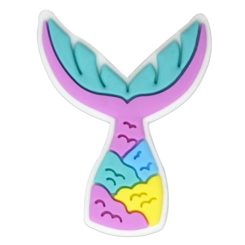 Wholesale Random 100pcs Colorful Mermaid Tail Series  PVC Soft Rubber Shoe Buckle Decoration