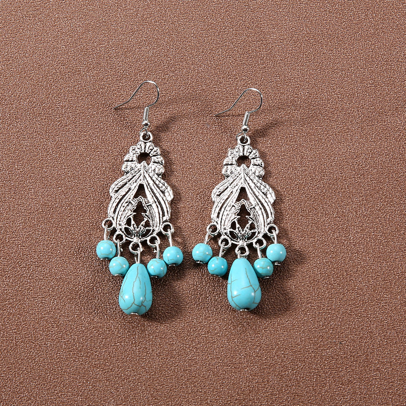 Wholesale Bohemian Tassel Turquoise Earrings Retro Ethnic Style ACC-ES-Gumi002