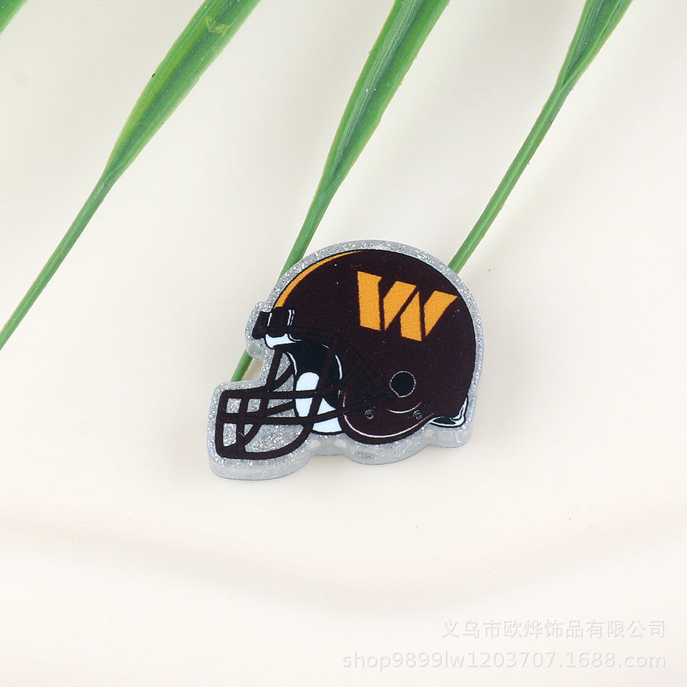 Wholesale 5pcs Acrylic Rugby Straight Hole Cartoon Beads