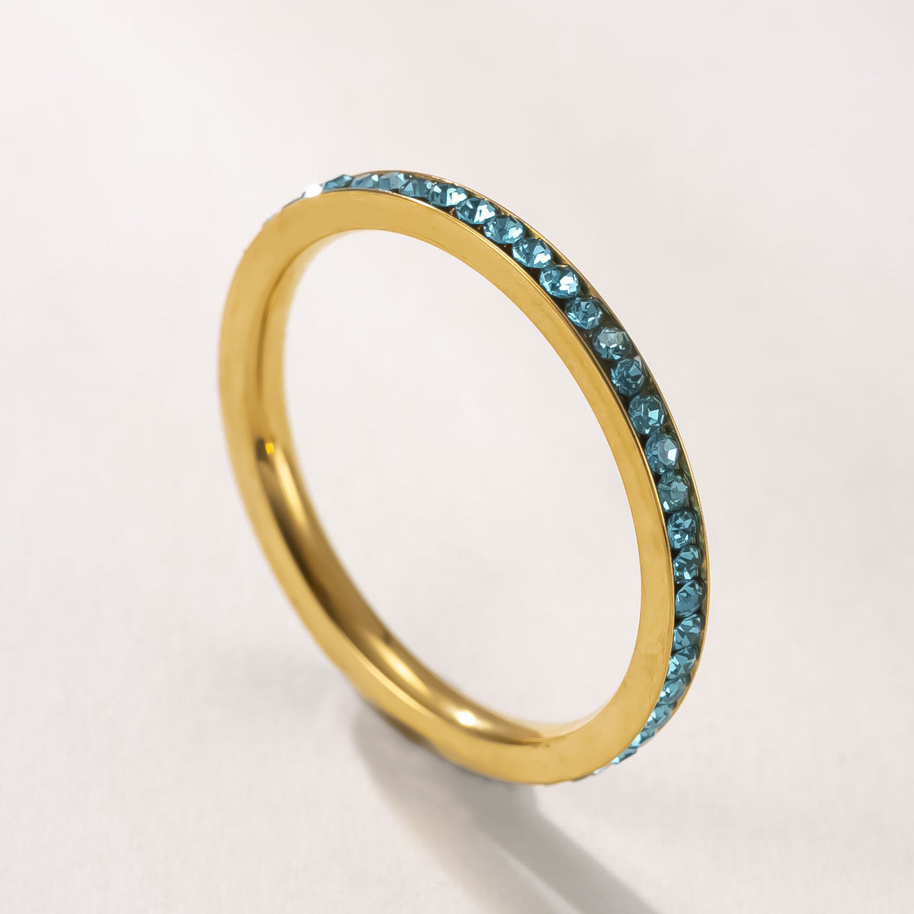 Wholesale Stainless Steel 2Mm Colored Diamond Couple Ring Chic Geometric Unisex Jewelry Accessory Gift