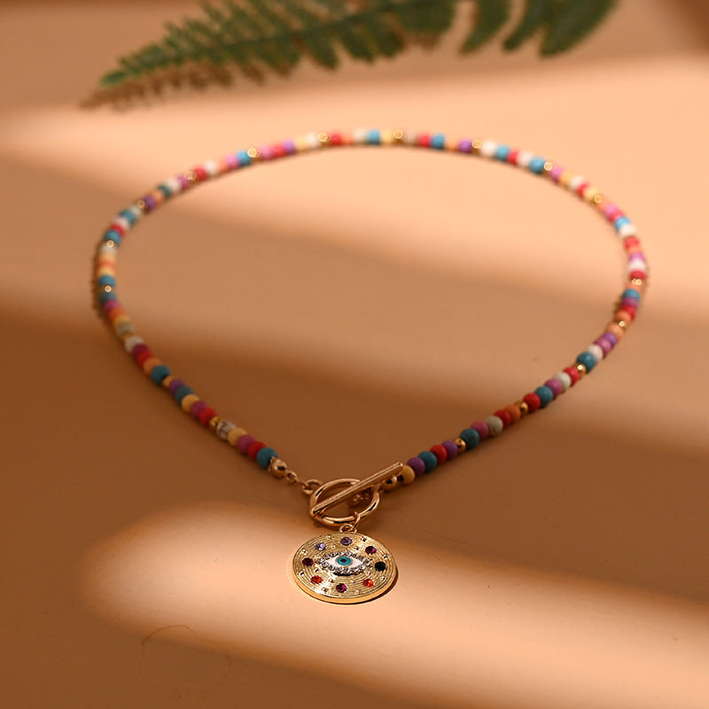 Wholesale Evil Eye Turquoise Beaded Necklace Retro Chic Fashion Jewelry Accessory