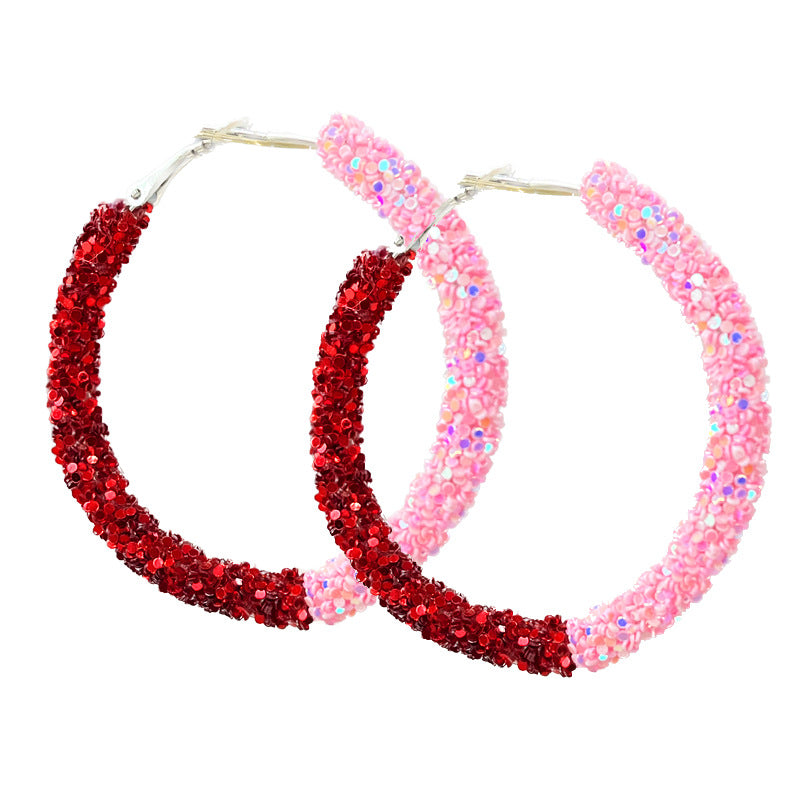 Wholesale 2Pairs/pack  Valentine's Day Love Heart Sequin Party Earrings ACC-ES-HY202