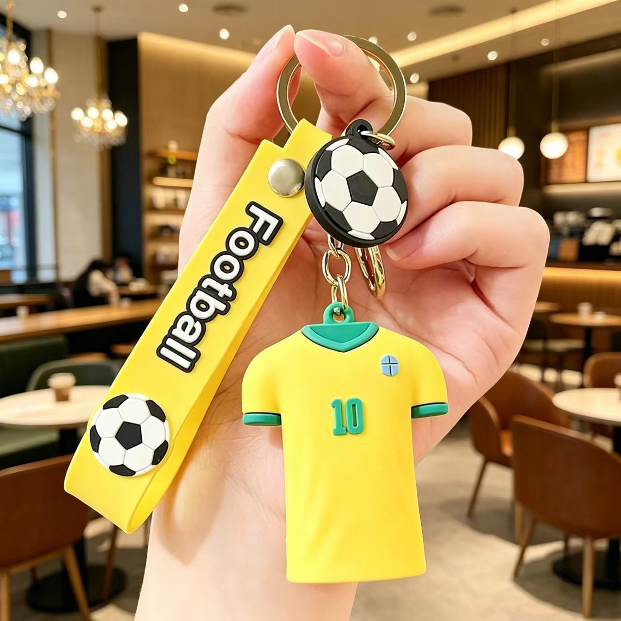 Wholesale # 10 Football Jersey Keychain - Pink PVC Decorative Car Key Accessory for Party Gifts or Resale