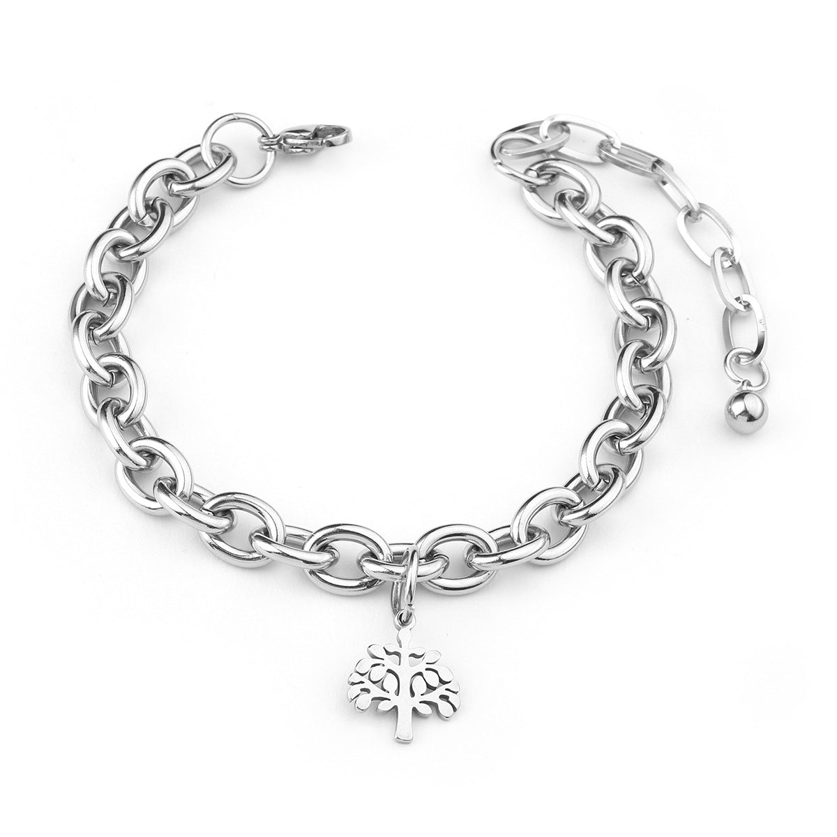 Wholesale Single Layer Chain Sapling Stainless Steel Bracelet ACC-BT-jiax007