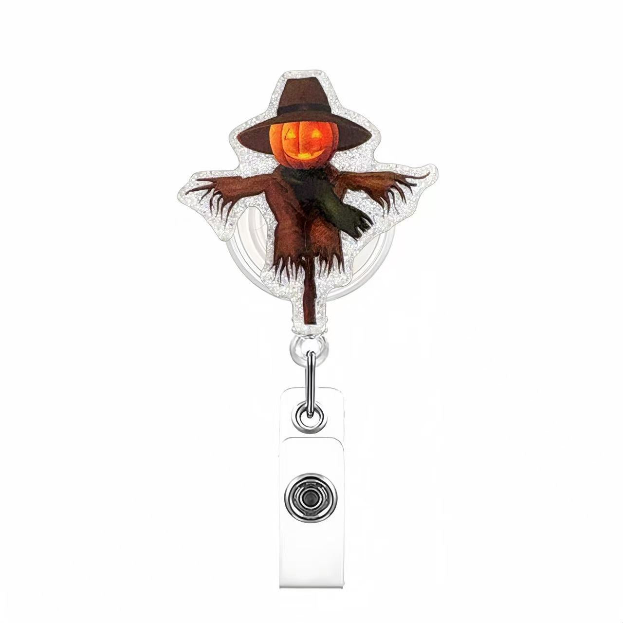 Wholesale Acrylic Retractable Badge Reel Lanyard  Pumpkin Design Nurse ID Card Holder Fashion Accessory Boutique Resale