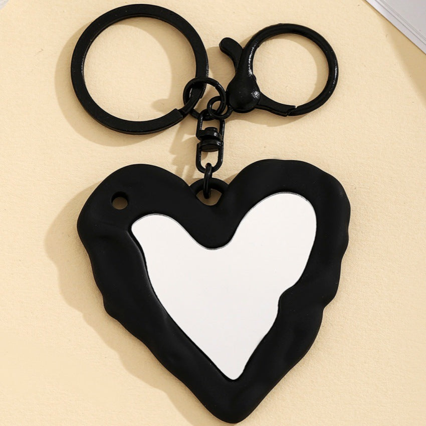 Wholesale sweet and cool acrylic heart mirror keychain pendant