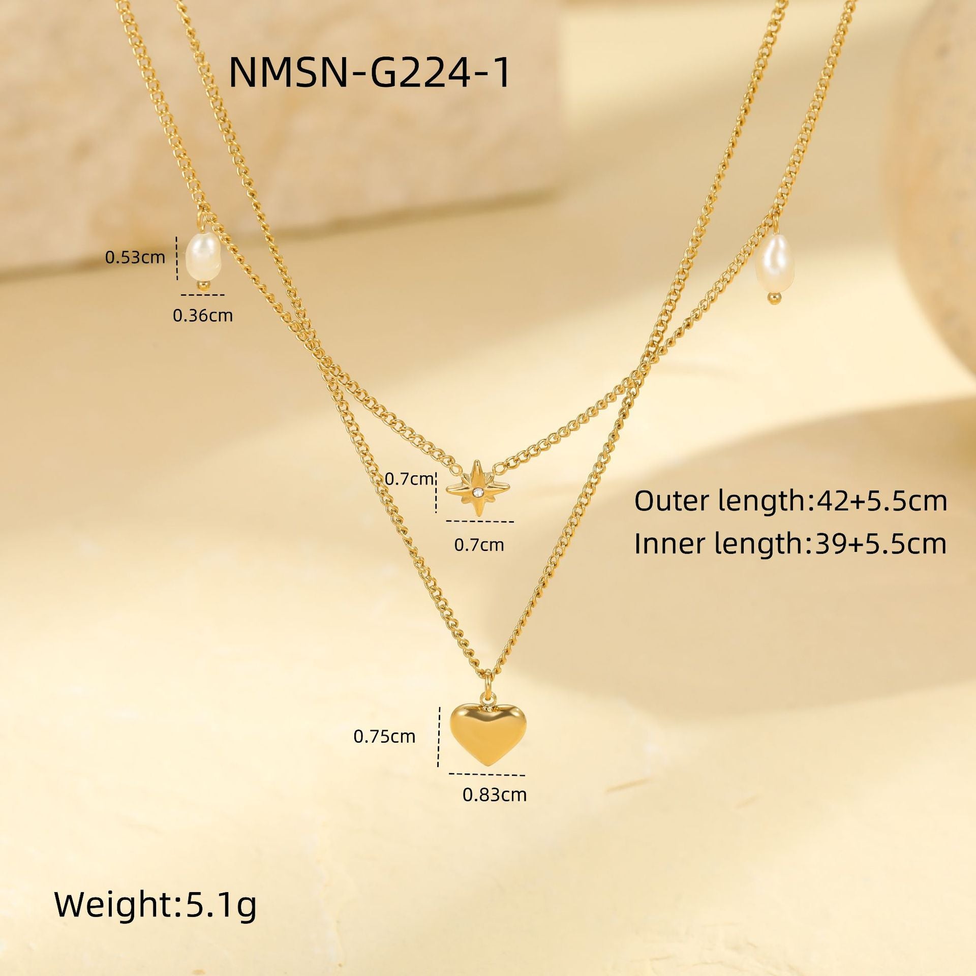 Wholesale  love diamond design sense double stainless steel necklace