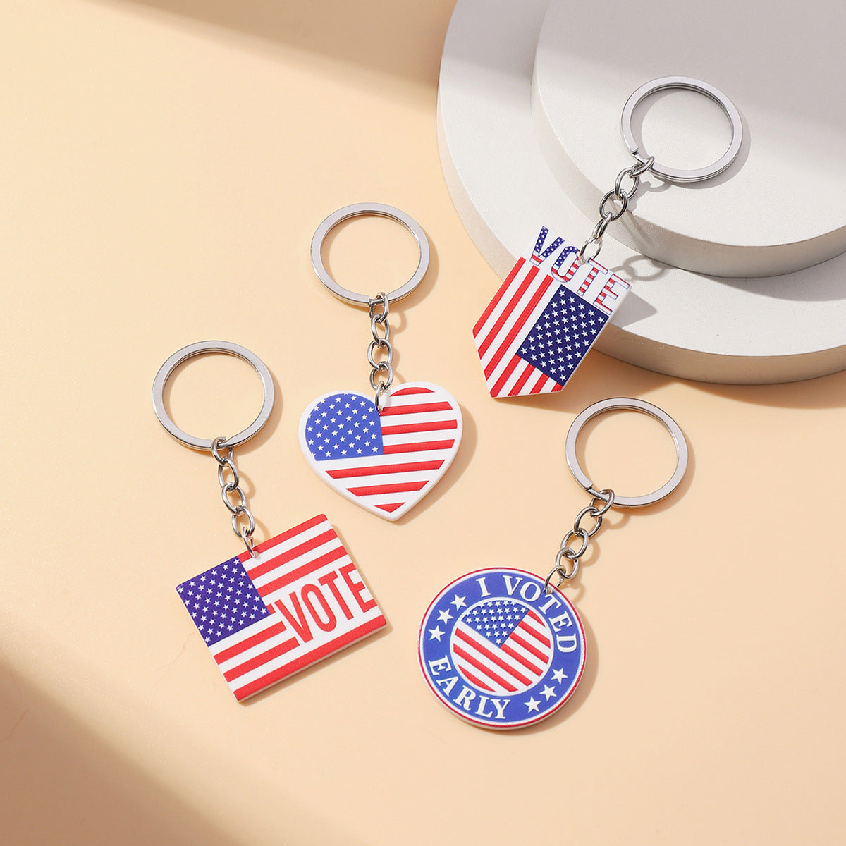 Wholesale  Independence Day Keychain American Flag Love Keychain