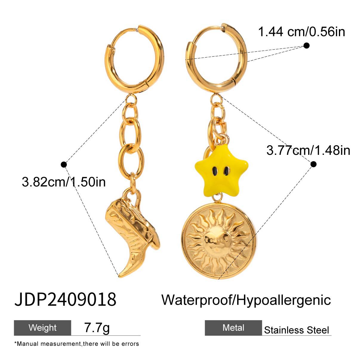 Wholesale  18k gold stainless steel toothed shell smooth love shoes ear buckle earrings