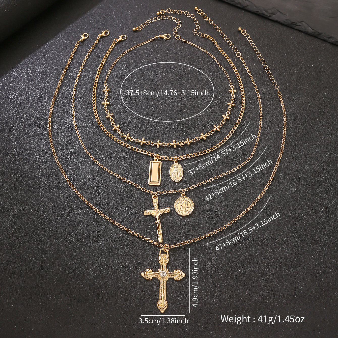 Wholesale Gold Tone Alloy Cross Pendant Necklace With Pearl Accents Hip Hop Unisex Jewelry Gift