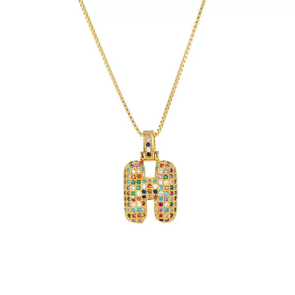 Wholesale Hip-Hop 26 Letter Pendant Set,  Gold Plated Copper Diamond-Set,  Chic Jewelry Gift