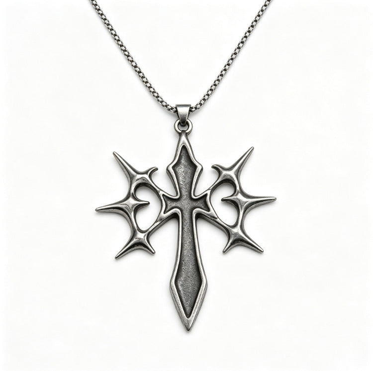 Wholesale Gothic Hip Hop Cross Necklace Silver Stainless Steel Men S Pendant Fashion Jewelry Gift